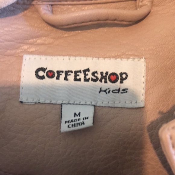 🌸🌸HP🎉Gorgeous Coffee Shop Kids Blush Kids Soft Faux Leather Girls Jacket EUC - Picture 9 of 14